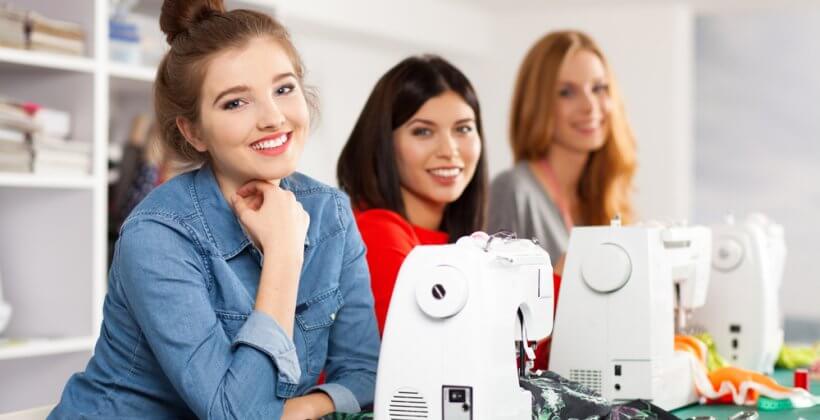 Beginners Sewing Day - learn to sew in a day. A group of young women learn to sew