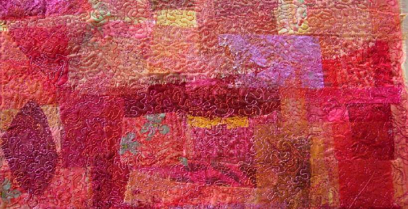 Rags to Riches - image shows am embroidered fabric made from scraps