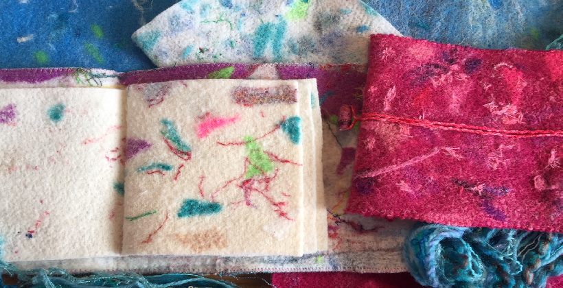 Creative machine Embellishing - colourful felted fabric made into needlebooks