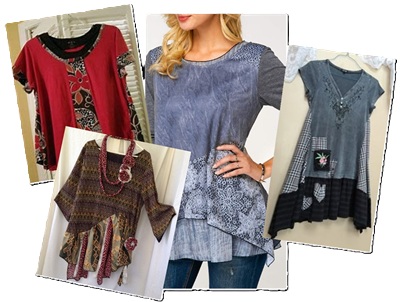 Upcycled Style: image shows several upcycled garments made from existing clothes