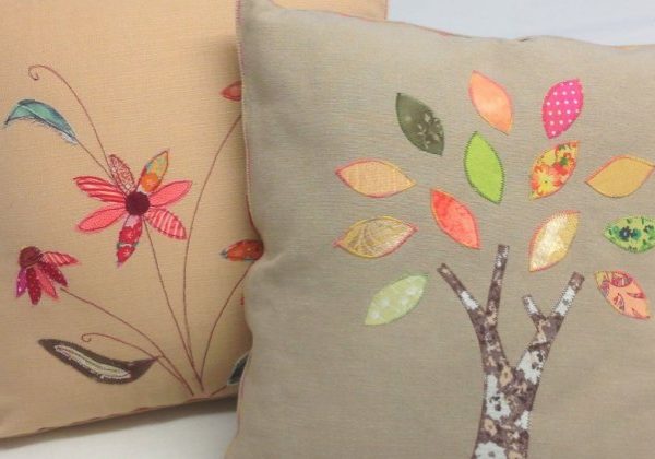 Applique Cushion - learn traditional textile art techniques and make a lovely and unique cushion Applique cushion textile art class - two cushions