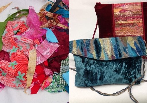 Rags to Bags Rags to Bags. A pile of fabric leftovers is transfermed into a glamourous evening bag